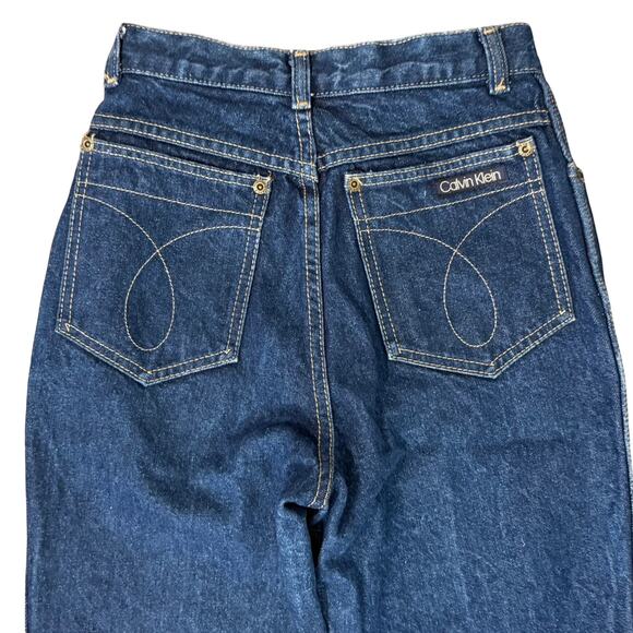 Vintage 90s Calvin Klein Dark Wash Blue High Rise Mom Jeans Tapered Leg Size 7 - Picture 10 of 10